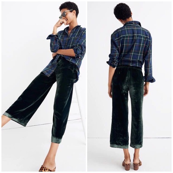 madewell green velvet pants